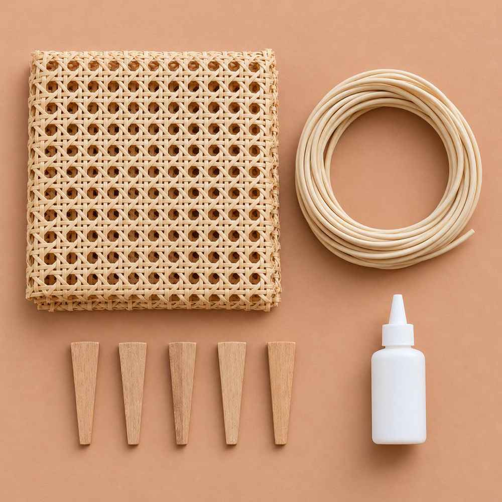Chair caning kit laid out flat